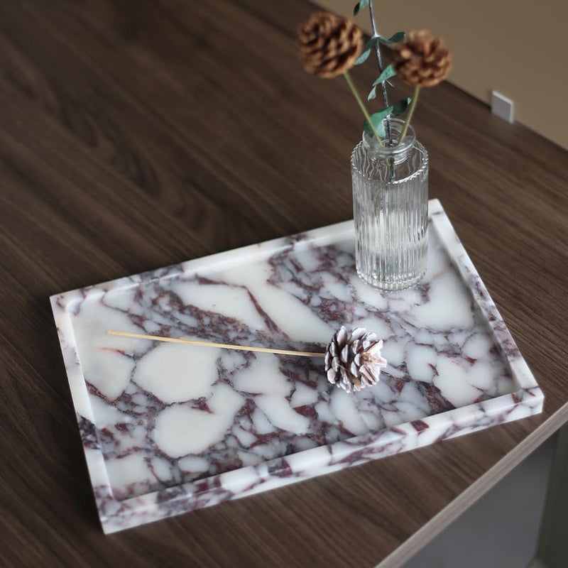 Future stone Real Luxurious Natural Marble Vanity Tray Genuine Marble Storage Tray for Home Decor Stone Tray for Bathroom/Kitchen/Vanity/Dresser,Plate Holder for Tissues, Candles, Towel - Image 4